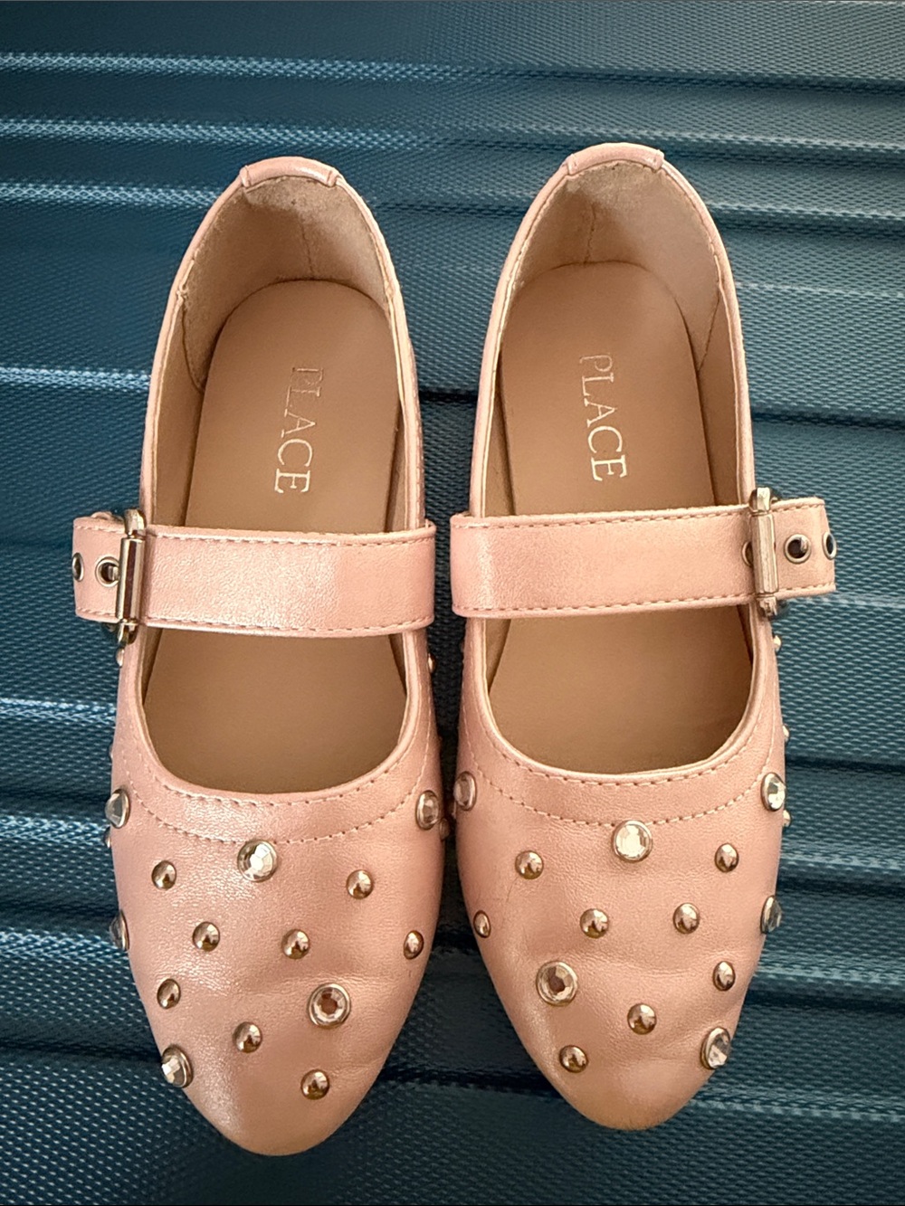 Place Girls' Blush Pink Studded Mary Janes
